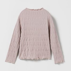 NWT Zara 10Y textured long sleeve shirt with ruffly trim dark mauve